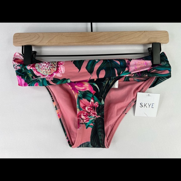 SKYE WOMENS BELLA SZ S FLORAL PALM LEAF PRINT BANDED WAIST BIKINI SWIM BOTTOMS - Picture 1 of 6